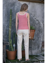 Load image into Gallery viewer, Red Striped Knit Button Tank Top