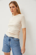 Load image into Gallery viewer, CLASSIC SOLID HALF SLEEVE RIB KNIT TOP - Natural White
