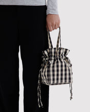 Load image into Gallery viewer, Baggu Nylon Drawstring Bag- Black and Cream Gingham