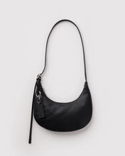 Load image into Gallery viewer, Small Recycled Leather Flat Crescent- Black