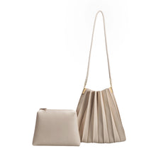 Load image into Gallery viewer, Carrie Bone Pleated Vegan Shoulder Bag