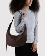 Load image into Gallery viewer, Baggu Medium Recycled Leather Flat Crescent - Brown