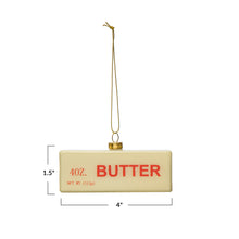 Load image into Gallery viewer, 4"L x 1-1/2"H Glass Butter Ornament, Cream Color