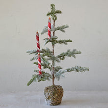 Load image into Gallery viewer, 6"H Glass Candle Clip-on Ornaments with Glitter, Red & White Set of 3