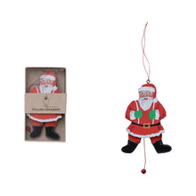 Load image into Gallery viewer, 5-1/2"H MDF & Recycled Paper Santa Pull Ornament