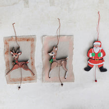 Load image into Gallery viewer, 5-1/2"H MDF & Recycled Paper Santa Pull Ornament