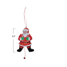 Load image into Gallery viewer, 5-1/2"H MDF & Recycled Paper Santa Pull Ornament