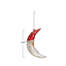Load image into Gallery viewer, 6-1/4"H Hand-Painted Mercury Glass Santa Moon Ornament with Glitter, Red & Silver