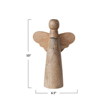Load image into Gallery viewer, 10" Mango Wood Angel Taper Holder, Natural