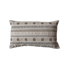 Load image into Gallery viewer, 24"L x 15"H Cotton Embroidered Lumbar Pillow with Chambray Back