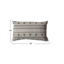 Load image into Gallery viewer, 24"L x 15"H Cotton Embroidered Lumbar Pillow with Chambray Back