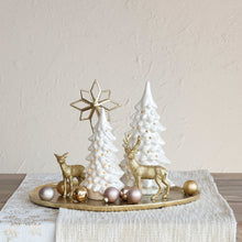 Load image into Gallery viewer, 10-1/4"H Stoneware LED Tree with Cut-Outs, Iridescent Finish, Cream