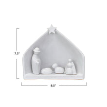 Load image into Gallery viewer, Stoneware Nativity, Reactive Glaze, White, Set of 5
