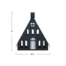 Load image into Gallery viewer, 9"H Metal House with LED Candle