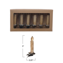 Load image into Gallery viewer, Plastic Candle Clip-On Ornaments with Tinsel & LED Light, Boxed Set of 6