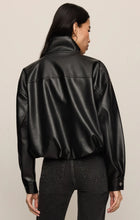 Load image into Gallery viewer, Corin Bubble Hem Jacket- Faux Leather Black