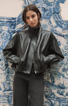 Load image into Gallery viewer, Corin Bubble Hem Jacket- Faux Leather Black