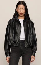 Load image into Gallery viewer, Corin Bubble Hem Jacket- Faux Leather Black