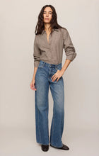 Load image into Gallery viewer, On Duty Gingham Button Up Top- Dark Chocolate