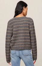 Load image into Gallery viewer, Medina Stripe Cardigan Charcoal Heather