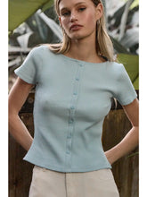 Load image into Gallery viewer, Ribbed Button Front Short Sleeve Knit Sweater