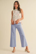 Load image into Gallery viewer, High Waist Cropped Wide Leg Pants - Coneflower Blue