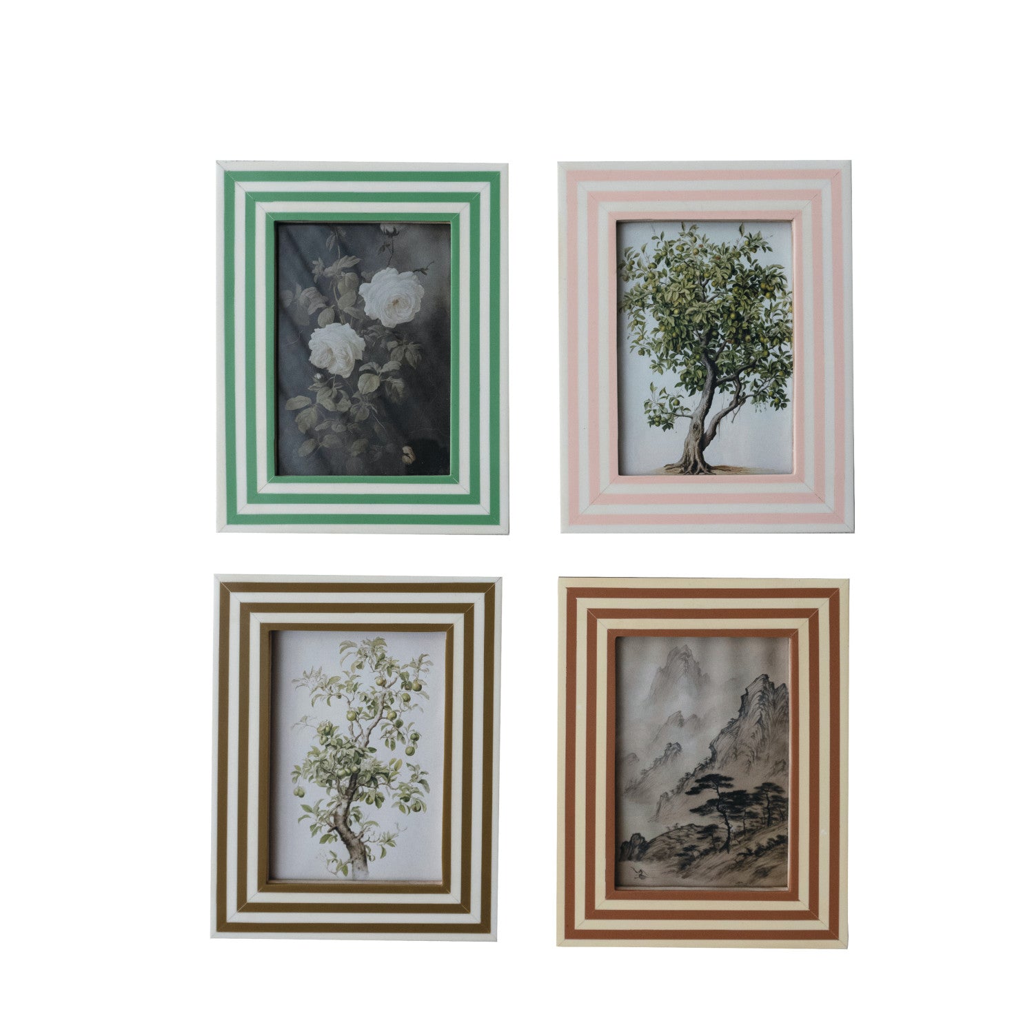Photo Frame w/ Inlaid Stripes, 4 Colors (Holds 5