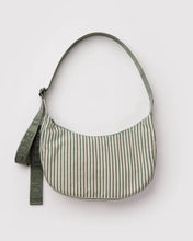 Load image into Gallery viewer, Medium Nylon Crescent Bag- Sage Stripe