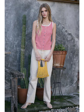 Load image into Gallery viewer, Red Striped Knit Button Tank Top