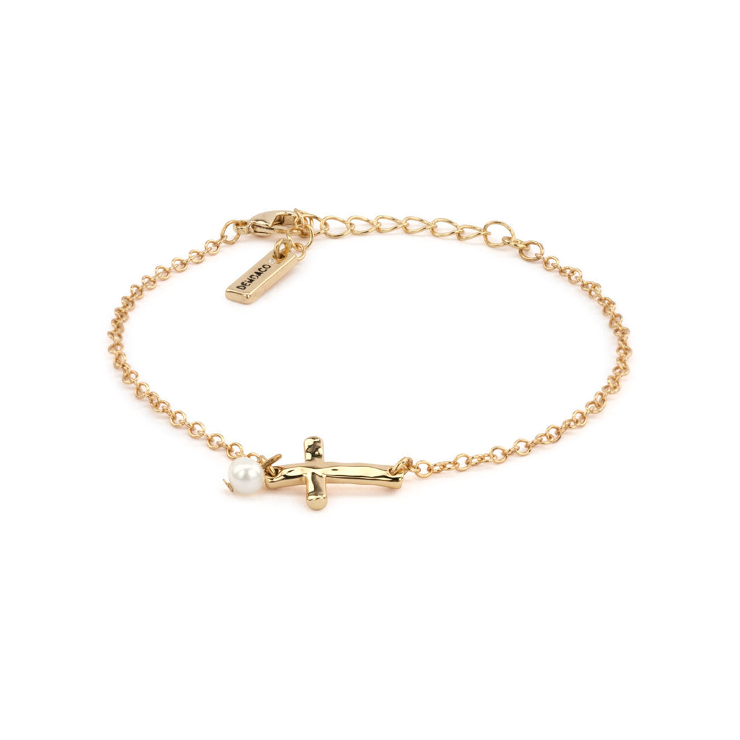 Dainty Cross Bracelet- Gold