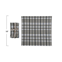 Load image into Gallery viewer, Stonewashed Cotton Napkins, White & Green Plaid