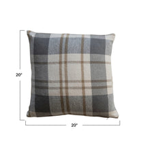 Load image into Gallery viewer, 20" Square Brushed Cotton Flannel Pillow, Multi Color Plaid