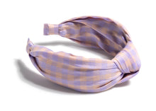 Load image into Gallery viewer, Knotted Check Headband, Lilac

