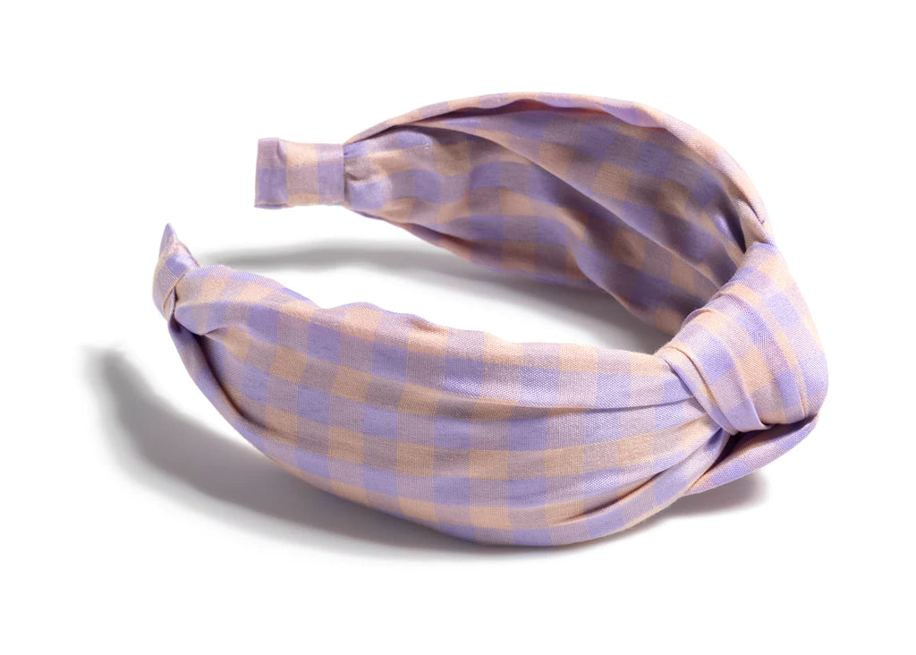 Knotted Check Headband, Lilac
