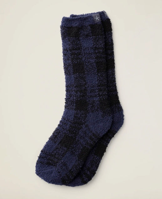 CozyChic Women's Plaid Socks - Indigo and Black