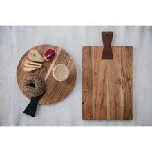 Load image into Gallery viewer, Round Acacia Wood Cutting Board with Black Handle
