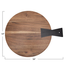 Load image into Gallery viewer, Round Acacia Wood Cutting Board with Black Handle