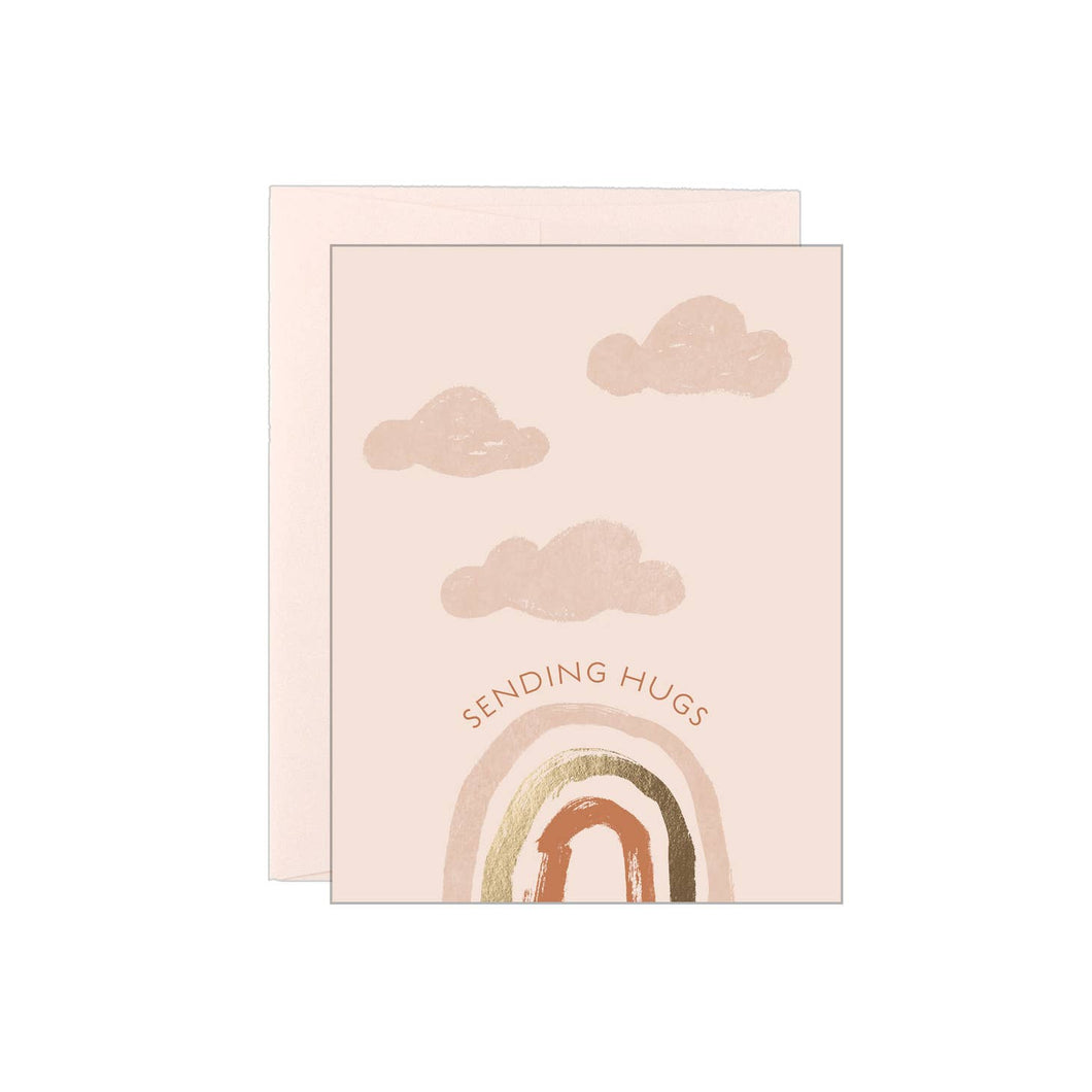 Sending Hugs- Clouds & Rainbow- Letterpress Card