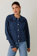 Load image into Gallery viewer, Peter Pan Collar Print Denim Jacket
