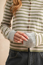 Load image into Gallery viewer, Olive and Oat Stripe Cardigan
