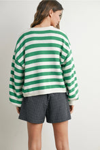 Load image into Gallery viewer, Button Front Striped Sweater- Green
