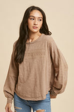 Load image into Gallery viewer, Taupe Lace Inset Long Sleeve Top
