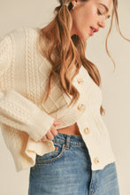 Load image into Gallery viewer, MIXED CABLE KNIT CARDIGAN - Cream
