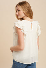 Load image into Gallery viewer, Whipped Creame Pintucked Flutter Sleeve Blouse
