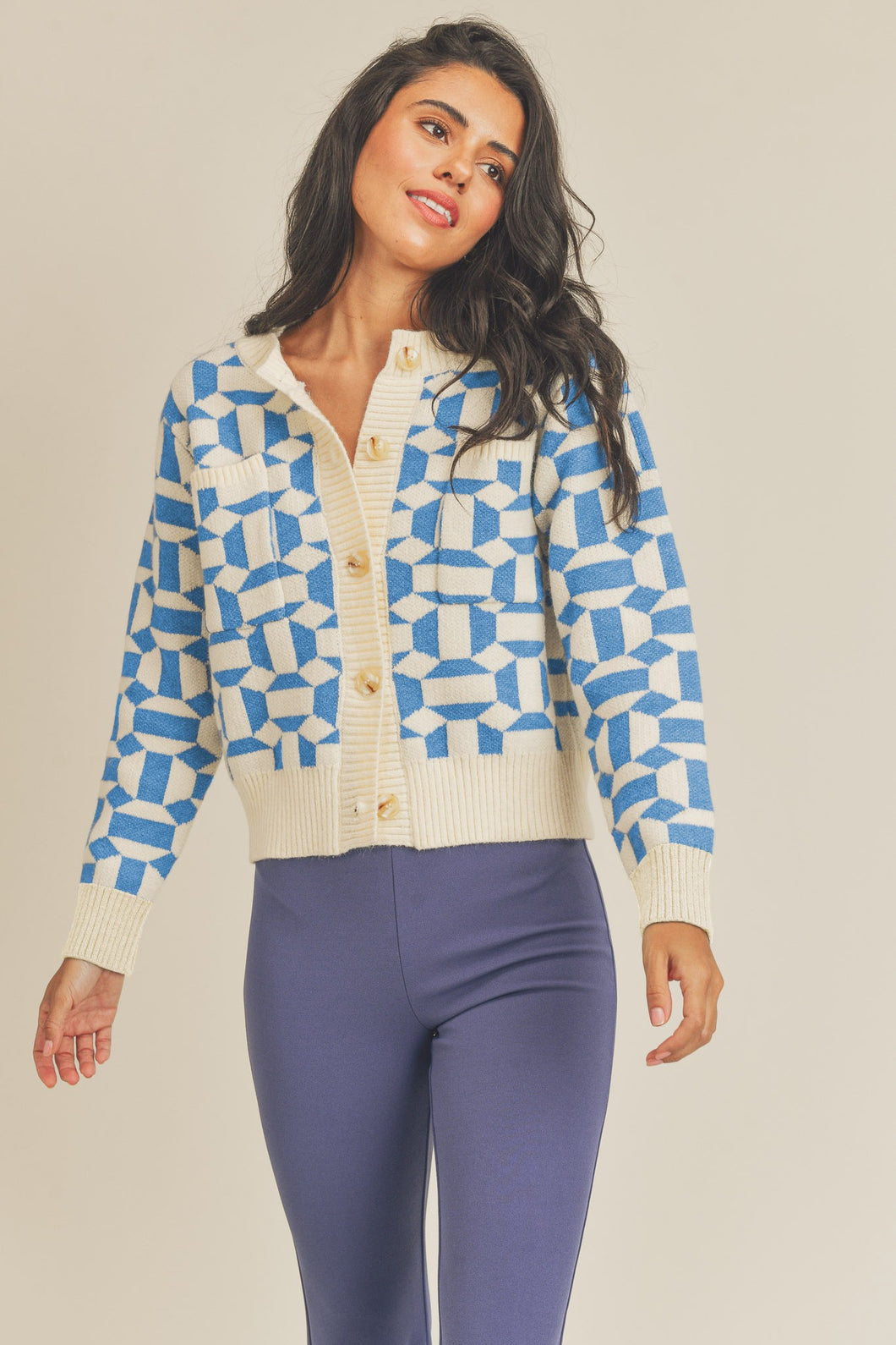 Patterned Long Sleeve - Sapphire Blue
