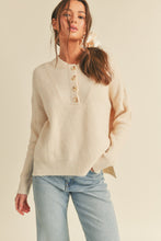 Load image into Gallery viewer, Cream Oversized Henley Ribbed Sweater
