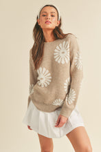 Load image into Gallery viewer, Taupe Floral Knit Sweater
