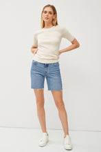 Load image into Gallery viewer, CLASSIC SOLID HALF SLEEVE RIB KNIT TOP - Natural White
