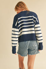 Load image into Gallery viewer, Lainey Knitted Cardi - Navy &amp; White
