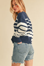 Load image into Gallery viewer, Lainey Knitted Cardi - Navy &amp; White
